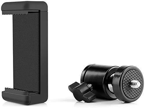 2 in 1 Mobile Tripod Holder Clip with Locking Ball Head Adapter Set 3/8" Screw Hole
