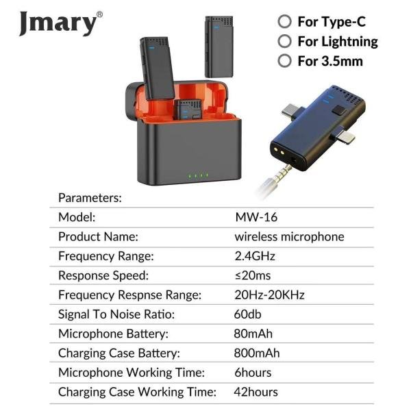 Jmary MW-16 2.4G Wireless Microphone For Mobile and Camera