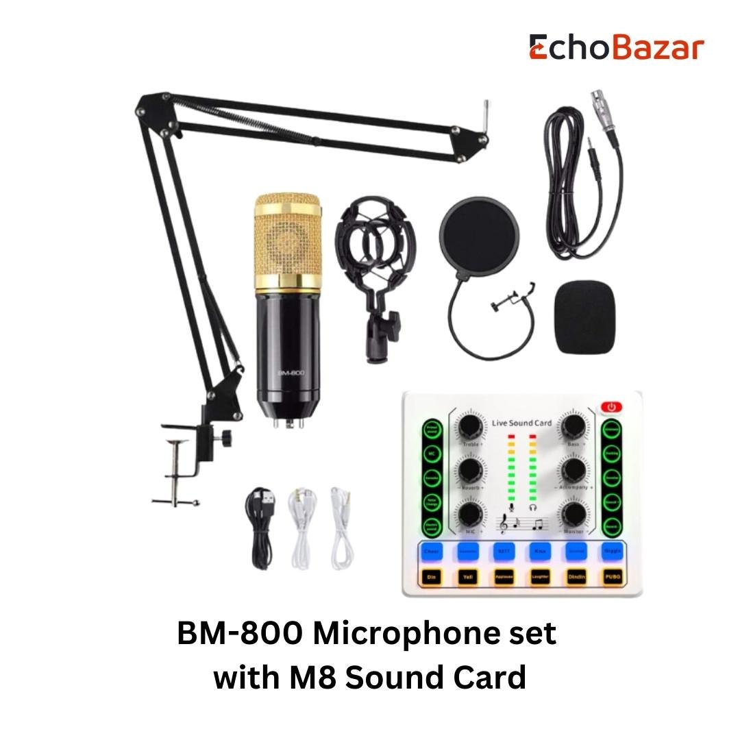 BM800 Studio condenser Microphone set with M8 Sound Card