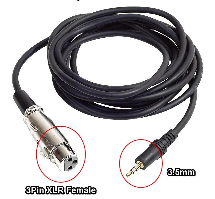 XLR 3Pin Female to 3.5mm Microphone Cable 1.5M