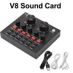 V8 Audio Mixer External USB Sound Card Black