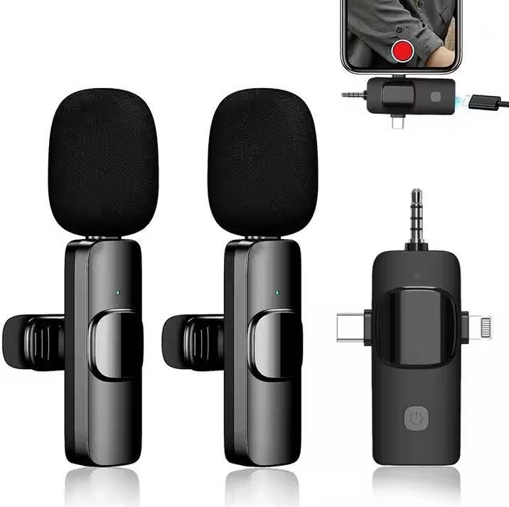 K15 3 in 1 Wireless Lavalier Microphone for Iphone-Android-Tablet