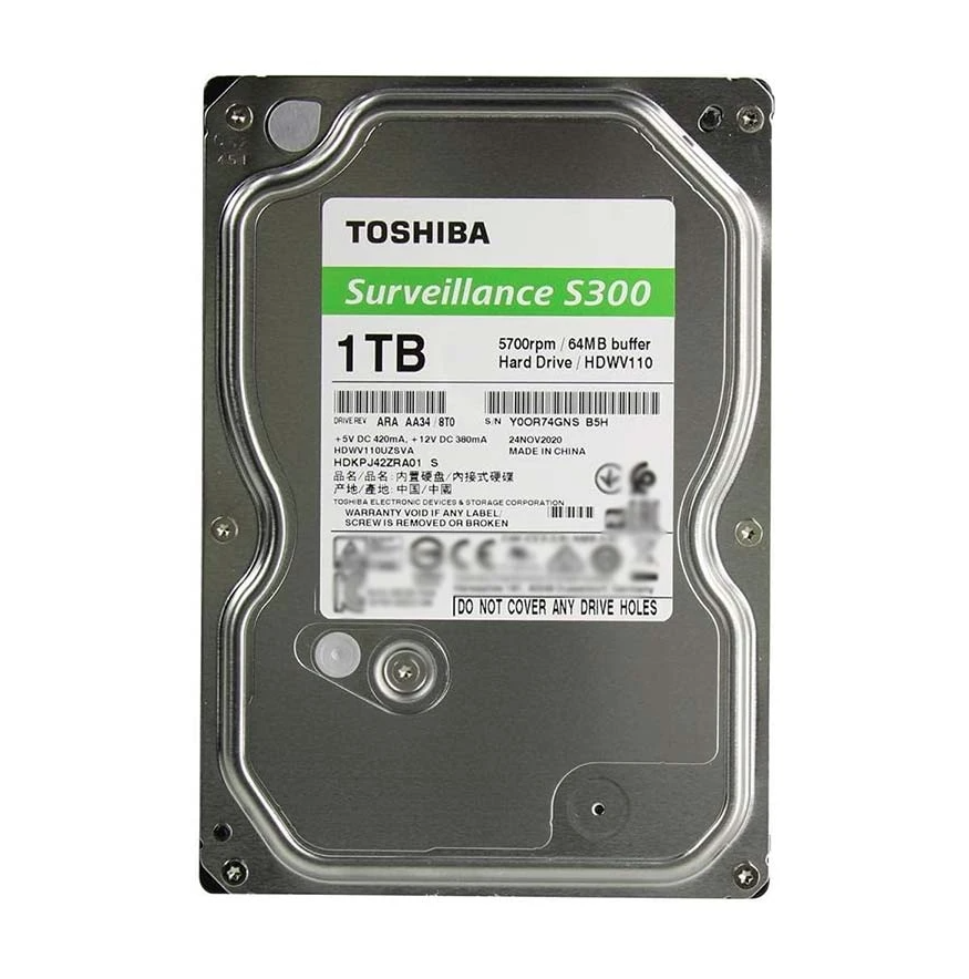 Toshiba S300 1TB 3.5 Inch SATA 5700RPM Surveillance HDD