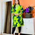 V neck Embroidery & Screen print one piece