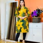 V neck Embroidery & Screen print one piece